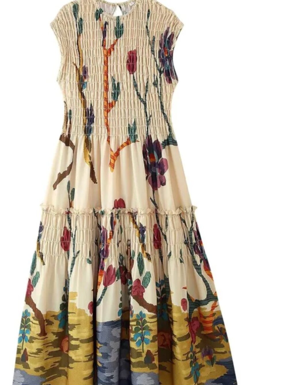Vintage-Inspired Gorgeous Botanical Maxi Dress